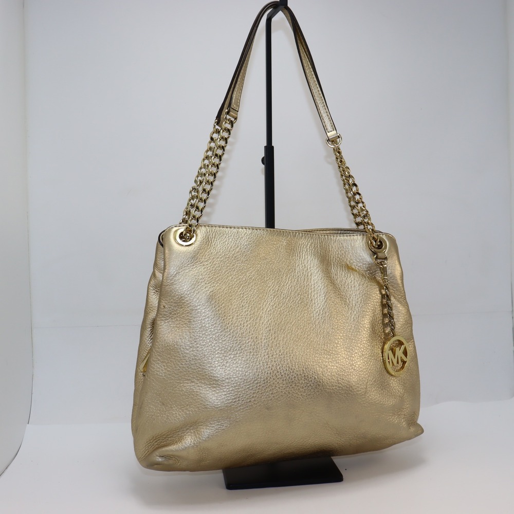 Michael Kors Shoulder Bag Large Gold Womens Glam Luxury Tote